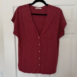 Marine Layer Burgundy Striped Button-Down Shirt